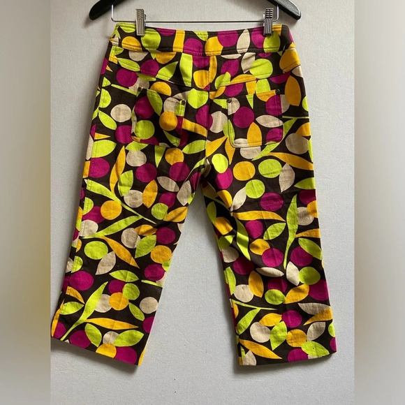 Ideology Linen Cotton blend leaf mural capris pants Sz 4 - Picture 2 of 11